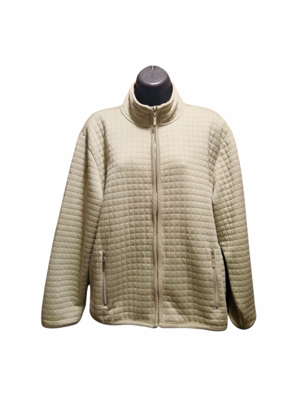 Jennifer Moore Women's Petite Medium Green Quilted Zip Up Jacket EUC - A3